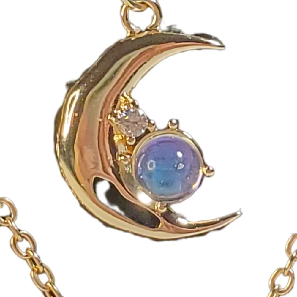 3 Tier Layer Necklace Semiprecious Stone, Cubic Zirconia Charms Gold Tone NWT
